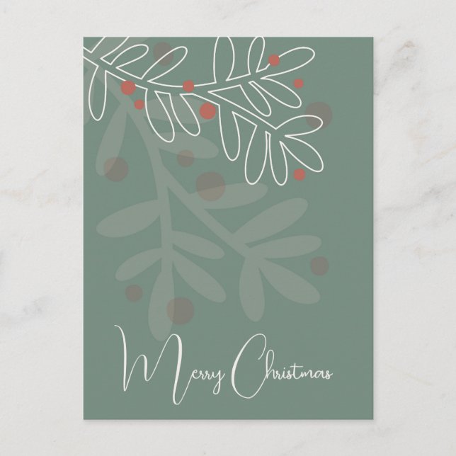 Postal Christmas simple abstract floral mistletoe (Anverso)
