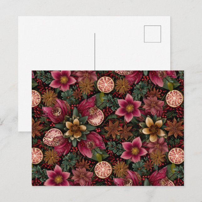 Postal Christmas Spice & Floral Botanical Pattern (Anverso / Reverso)
