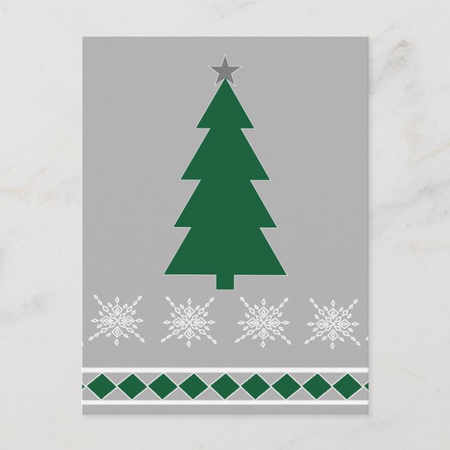 Postal Christmas Tree and Snowflakes Pattern, (Anverso)