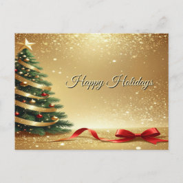 Postal Christmas Tree Ribbons Holiday Postcard