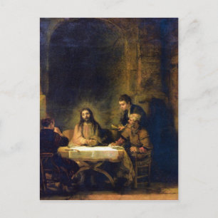 Postal Christus en Emmaus por Rembrandt