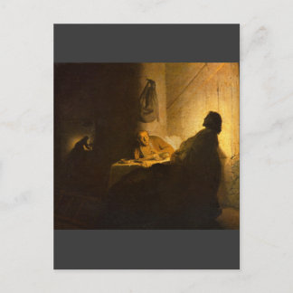 Postal Christus en Emmaus por Rembrandt