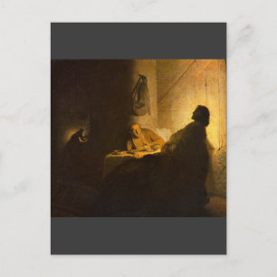 Postal Christus en Emmaus por Rembrandt