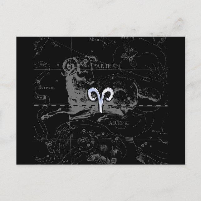 Postal Chrome como el símbolo zodiacal de Aries en Heveli (Anverso)