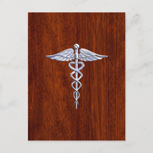 Postal Chrome como símbolo médico de Caduceus Mahogany Br (Anverso)
