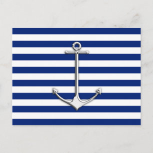 Postal Chrome Like Thin Anchor on Nautical Stripes