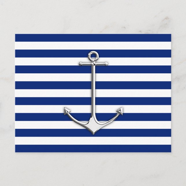 Postal Chrome Like Thin Anchor on Nautical Stripes (Anverso)