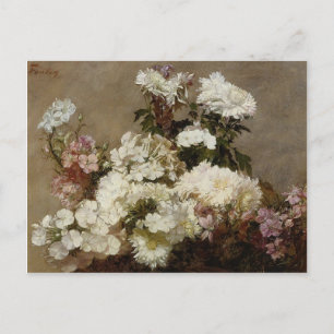 Postal Chrysanthemum de verano y Larkspur por Henri Latou