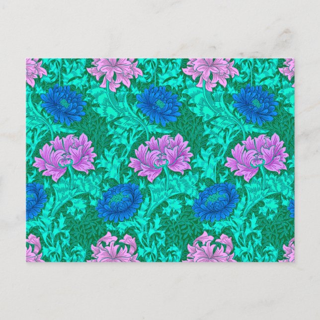 Postal Chrysanthemums, Aqua y Violet (Anverso)