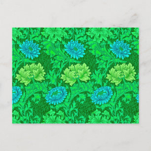 Postal Chrysanthemums de William Morris, Lime Green y Aqu