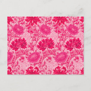 Postal Chrysanthemums de William Morris, rosa de Fuchsia