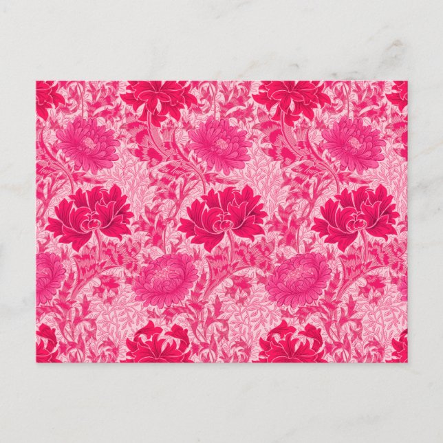 Postal Chrysanthemums de William Morris, rosa de Fuchsia (Anverso)