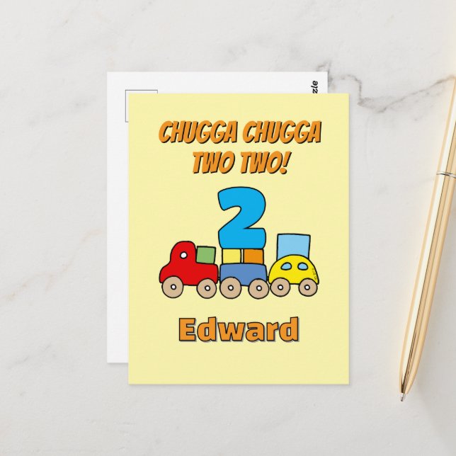 Postal Chugga Chugga Two Two Cumpleaños Tren 2 (Anverso/Reverso In Situ)