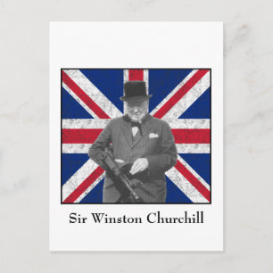 Postal Churchill que presenta con la bandera británica