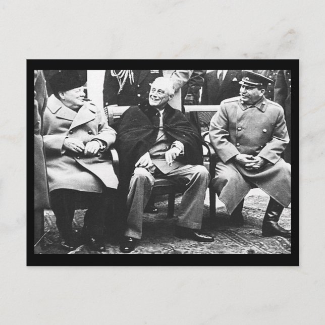 Postal Churchill, Roosavelt y Stalin - En Yalta (Anverso)