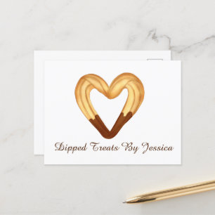 Postal Churro En Forma De Corazón Despojado En Chocolate