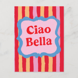 Postal Ciao Bella Colorido Estampado Verano Diversión