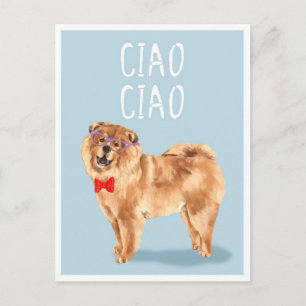 Postal Ciao Ciao dice el perro Chow Chow Chiste divertido