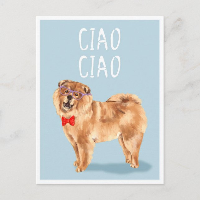 Postal Ciao Ciao dice el perro Chow Chow Chiste divertido (Anverso)