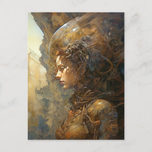 Postal Ciberpunk Cyborg Woman Science Ficción