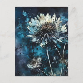 Postal Cicanotipo de verano de las flores azules