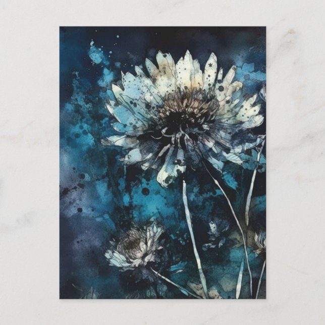 Postal Cicanotipo de verano de las flores azules (Anverso)