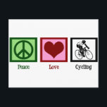 Postal Ciclismo de amor por la paz<br><div class="desc">Nada se siente mejor que andar en bicicleta. Este lindo diseño ciclista presenta un signo de paz,  corazón y una persona a la que le encanta ir en bicicleta. Paz,  Ciclismo de amor.</div>