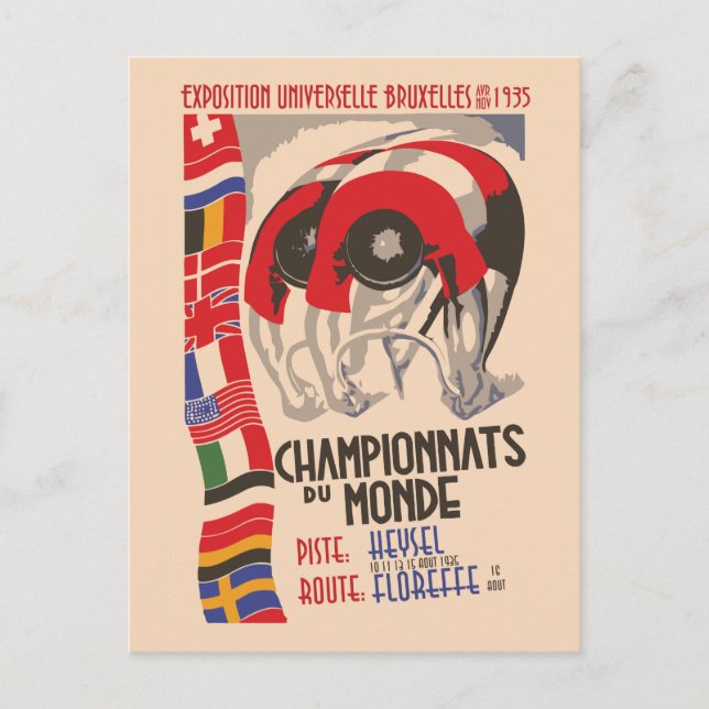 Postal Ciclismo de diseño Art Deco de los años 1930 (Anverso)