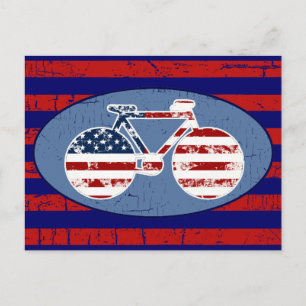Postal ciclismo de stripes americano rojo y azul
