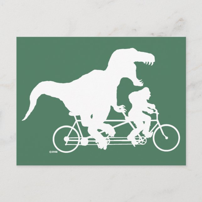 Postal Ciclismo en cuatchin con T-rex (Anverso)