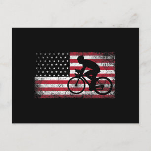 Postal Ciclista Ciclista Bicicleta Bandera Americana 4 de