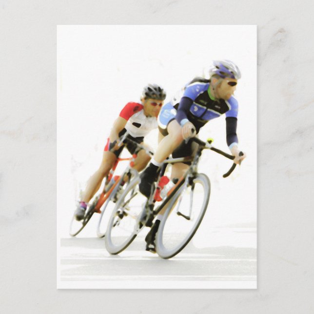 Postal Ciclistas de carreras - en la curva (Anverso)