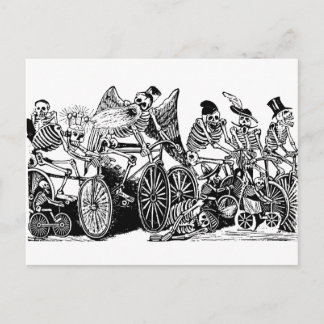 Postal Ciclistas de esqueleto de José Guadalupe Posada