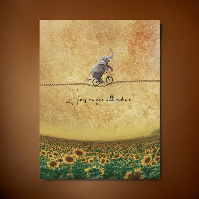 Postal Ciclo de ciclismo elefante TightRope Sunflowers | (Subido por el creador)