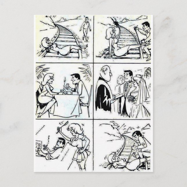 Postal Ciclo de relación matrimonial/de citas divertidas (Anverso)