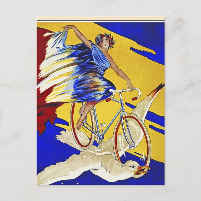 Postal Ciclos de alción - Arte de bicicleta de época (Anverso)