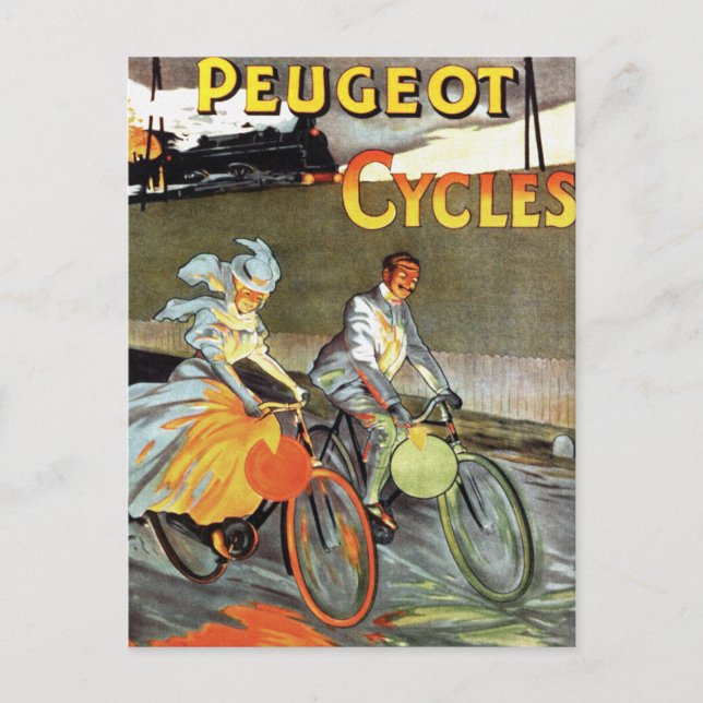 Postal Ciclos Peugeot Vintage Bicicleta Arte (Anverso)