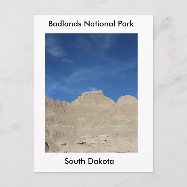 Postal Cielo azul en Badlands (Anverso)