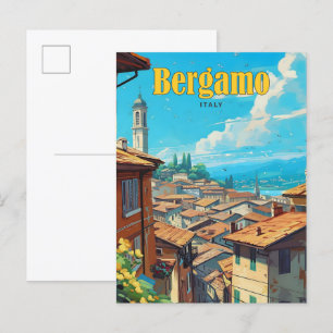 Postal Cielo azul en Bérgamo Italia Viajes de época