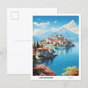 Postal Cielo azul en el lago Maggiore Italia Viajes de ép