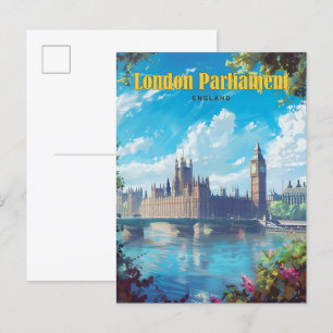 Postal Cielo azul en el Parlamento de Londres Inglaterra 