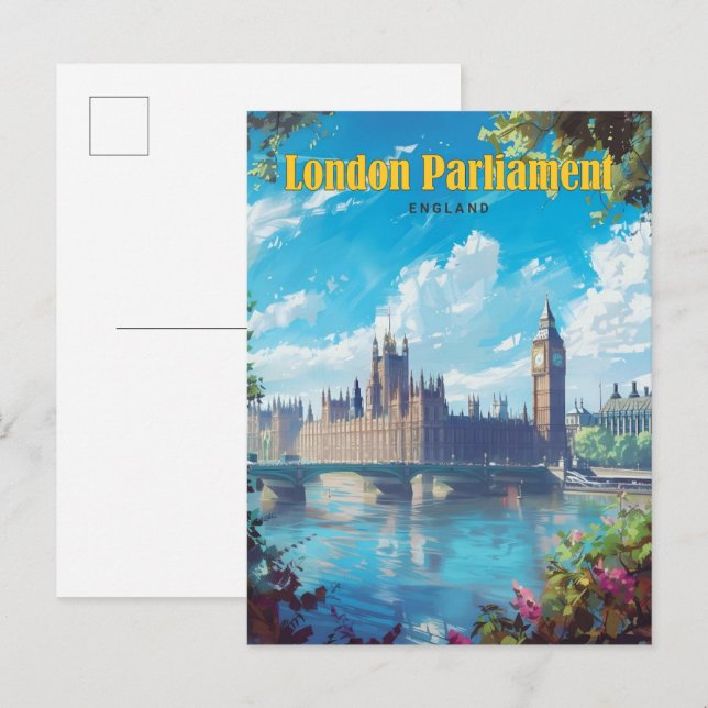 Postal Cielo azul en el Parlamento de Londres Inglaterra  (Anverso / Reverso)