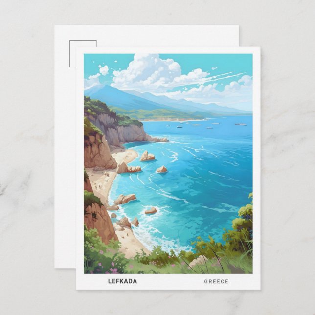 Postal Cielo azul en Lefkada Grecia Viajes de época (Anverso / Reverso)