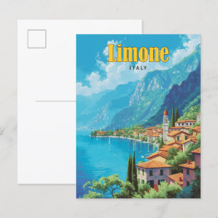 Postal Cielo azul en Limone Italia Viajes de época