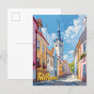 Postal Cielo azul en Tallín Estonia Viajes de época
