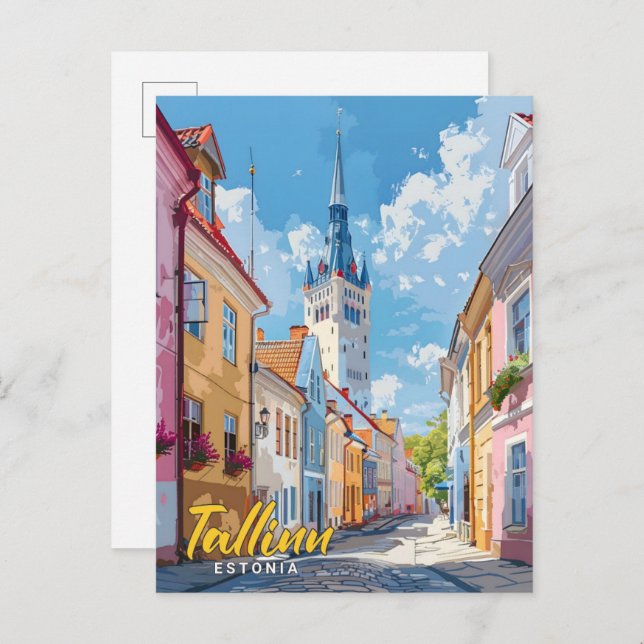 Postal Cielo azul en Tallín Estonia Viajes de época (Anverso / Reverso)