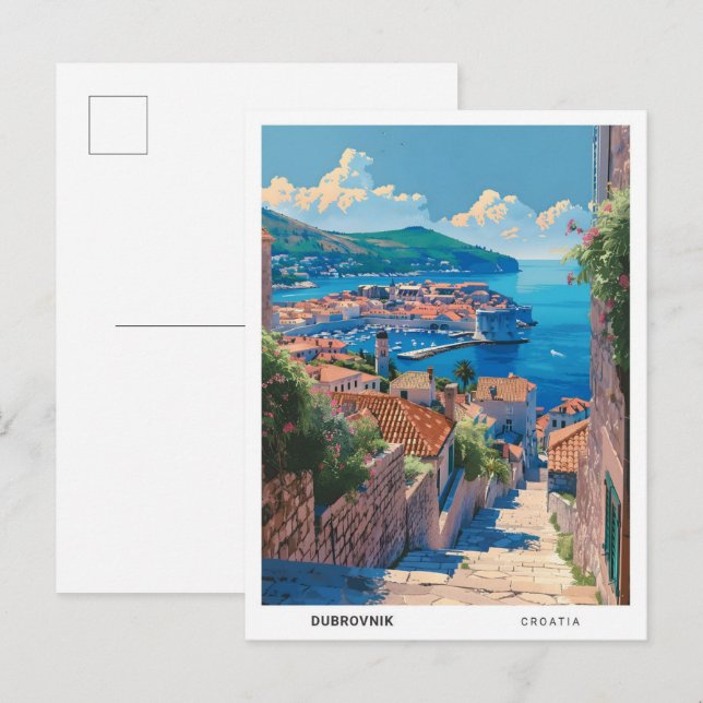 Postal Cielo azul en viaje de cosecha en Dubrovnik Croaci (Anverso / Reverso)