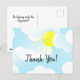 Postal Cielo azul soleado de verano con nubes Gracias