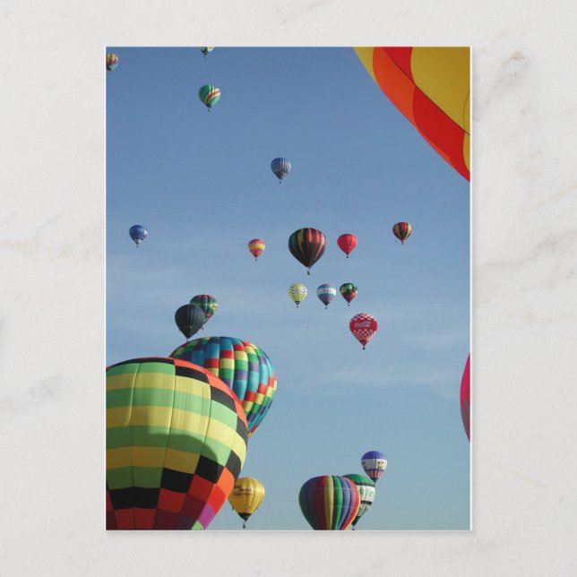 Postal Cielo lleno de globos de aire caliente (Anverso)