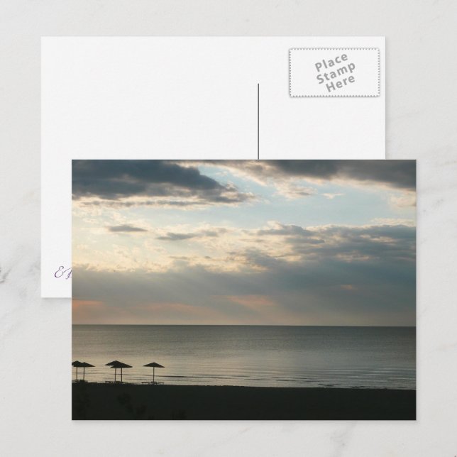 Postal Cielo matutino sobre la playa en Grecia Fotografía (Anverso / Reverso)